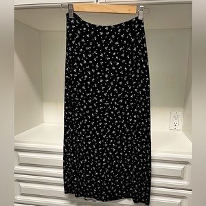 Brandy Melville black and white floral midi skirt